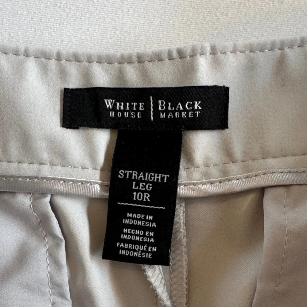 White House Black Market Light Gray Straight Leg Pants - Sz 10 - Picture 3 of 5
